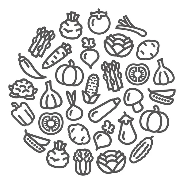 Gemüse-Symbole in kreisförmiger Form — Stockvektor