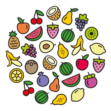 Dairesel şekilli meyve simgeleri