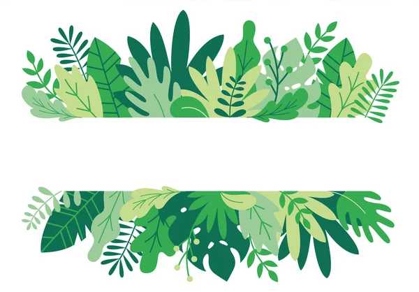 Feuilles Tropicales Les Plantes Les Herbes Fond Dans Style Plat — Image vectorielle