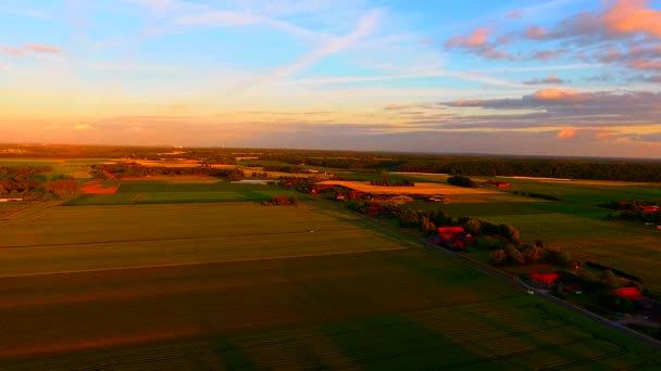 Vue Aérienne Des Éoliennes Coucher Soleil Zone Rurale Région Bas — Video