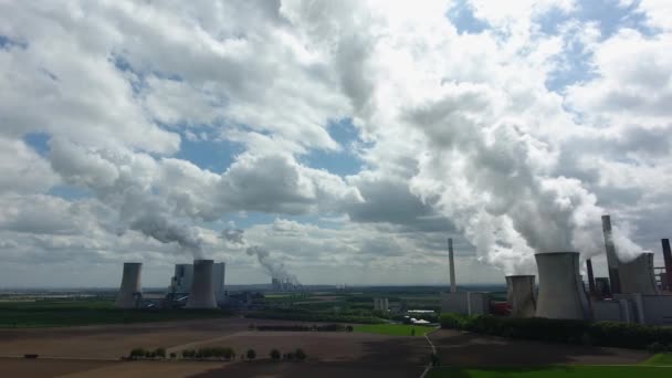 Вид Воздуха Угольную Электростанцию Угольная Электростанция Недалеко Кёльна Германия Излучает — стоковое видео