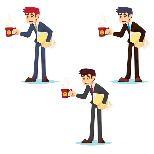 Work week emotive concept. Sleepy and tired man in suit with coffee and file folder flat vector cartoon illustration. Monday awful mood. Office worker Monday morning syndrome - Stock Image - Everypixel Work week emotive concept. Sleepy and tired man in suit with coffee and file folder flat vector cartoon illustration. Monday awful mood. Office worker Monday morning syndrome - Stock Image - Everypixel