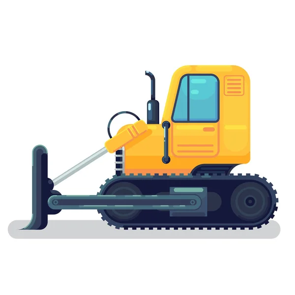Isolerade bulldozer-ikonen. Flat tecknad stil vektorillustration. — Stock vektor