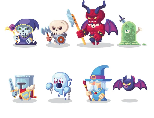 Fantasy-RPG-Spiel Charakter Monster und Helden-Symbole Set Illustration. — Stockvektor
