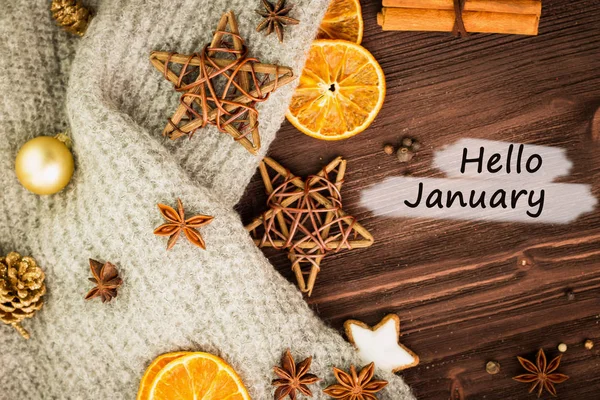 Winter Theme Spices Orange Cinnamon Anise Cookies Shape Star Pepper — Stock Photo, Image