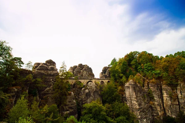 Saxon Switzerland National Park Alemania Vista Panorámica Del Otoño Sobre Fotos De Stock Sin Royalties Gratis