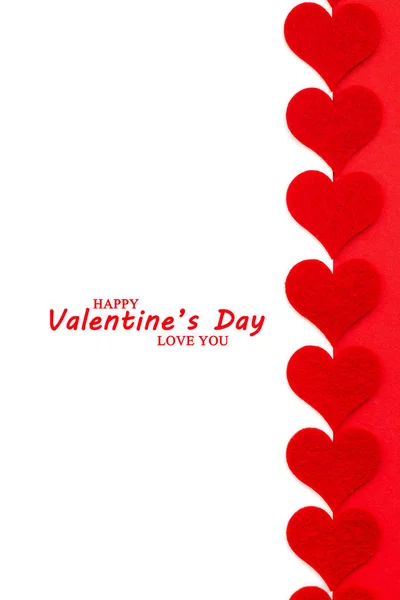Valentine Dag Semester Bakgrund Röda Hjärtan Form Ett Hjärta Vit — Stockfoto