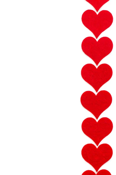圣瓦伦丁节假期背景 红色的心在白色背景上是心形的 复制文本粘贴 — 图库照片