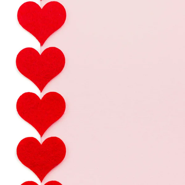 День Святого Валентина Фон Праздника Красные Сердца Форме Сердца Розовом — стоковое фото