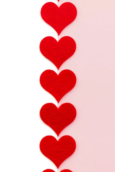 Valentine Day Holiday Background Red Hearts Shape Heart Pink White — Stock Photo, Image
