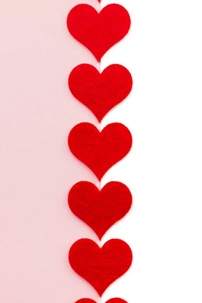 Valentine Day Holiday Background Red Hearts Shape Heart Pink White — Stock Photo, Image