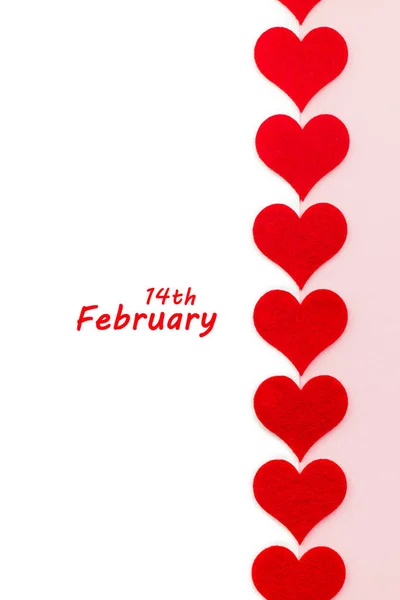 День Святого Валентина Фон Праздника Красные Сердца Форме Сердца Розовом — стоковое фото