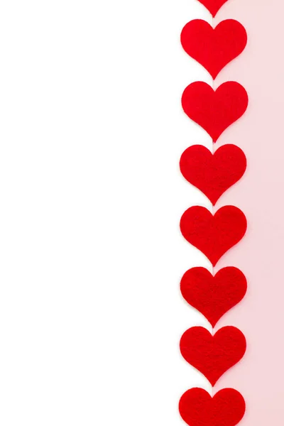 Valentine Day Holiday Background Red Hearts Shape Heart Pink White — Stock Photo, Image