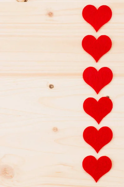 Valentine Day Holiday Background Red Hearts Shape Heart Wooden Background — Stock Photo, Image