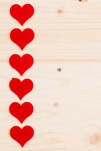 Valentine Day Holiday Background Red Hearts Shape Heart Wooden Background — Stock Photo, Image