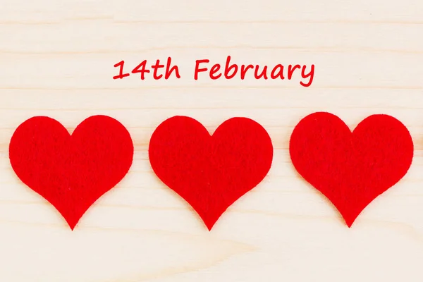 Valentine Day Holiday Background Red Hearts Shape Heart Wooden Background — Stockfoto