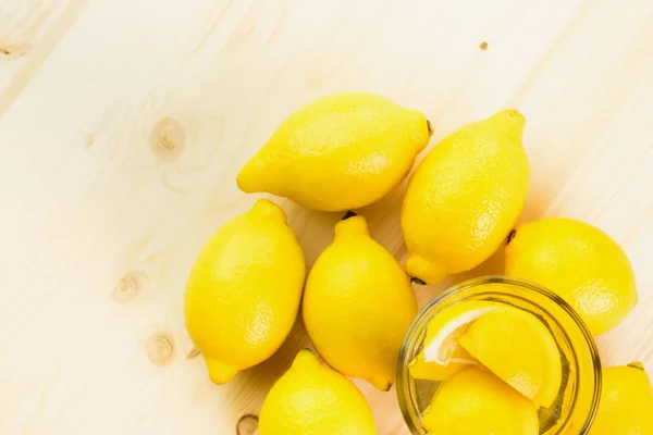 Glass Water Piece Lemon Glass Fresh Hand Made Lemonade Lemons — Stock Photo, Image