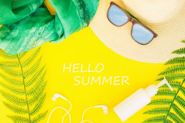 여름,여행·휴가 컨셉 플랫 레이. — 스톡 사진