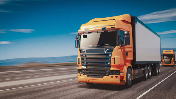 Грузовик, бегущий по дороге
