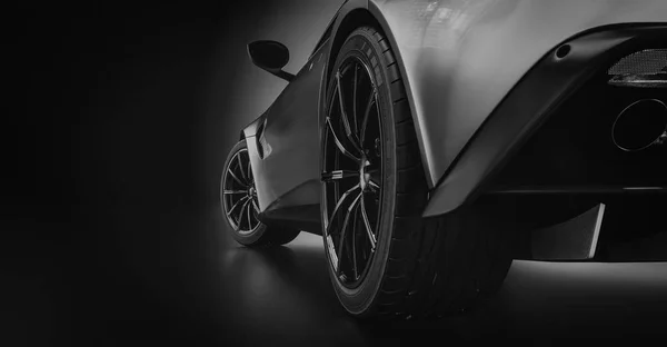 黒いスポーツカー レンダリングやイラスト — ストック写真