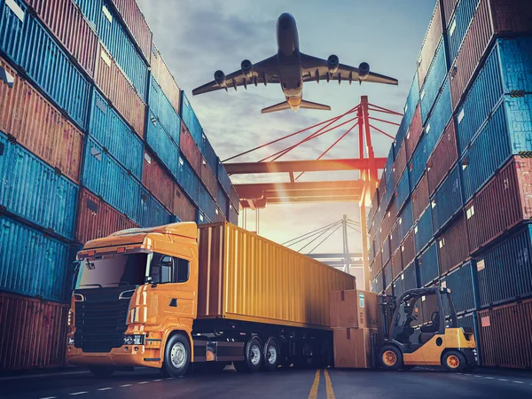 Vervoer en logistiek van Container Vrachtschip en lading p — Stockfoto