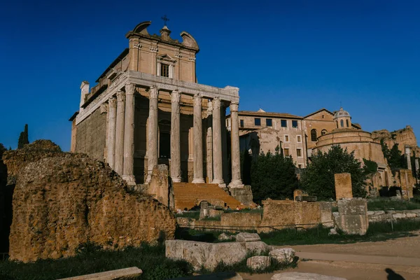 Roma Itália Setembro 2018 Templo Antonino Faustina Fórum Romano — Fotografia de Stock