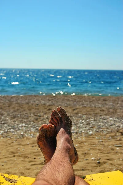 カミュバ トルコ 2014 トルコのビーチで観光客を休ませる足 太陽と海のための楽園 — ストック写真