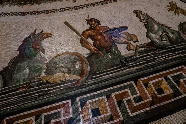 Teto Decorado Com Mosaico Romano Salão Rotunda Vaticano Centauro Pássaro — Fotografia de Stock