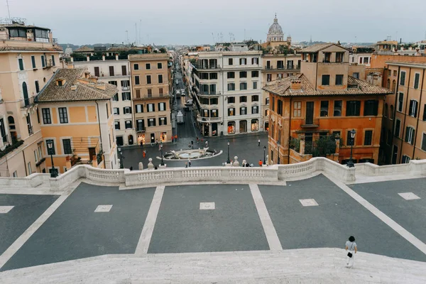 Spanish square and the Grand Baroque stairway in Rome | ROME, ITALY - 12 SEPTEMBER 2018.