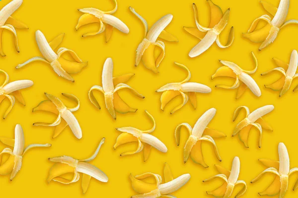 Banaan Patroon Geopend Van Gele Bananen Geel Papier Achtergrond Trendy — Stockfoto