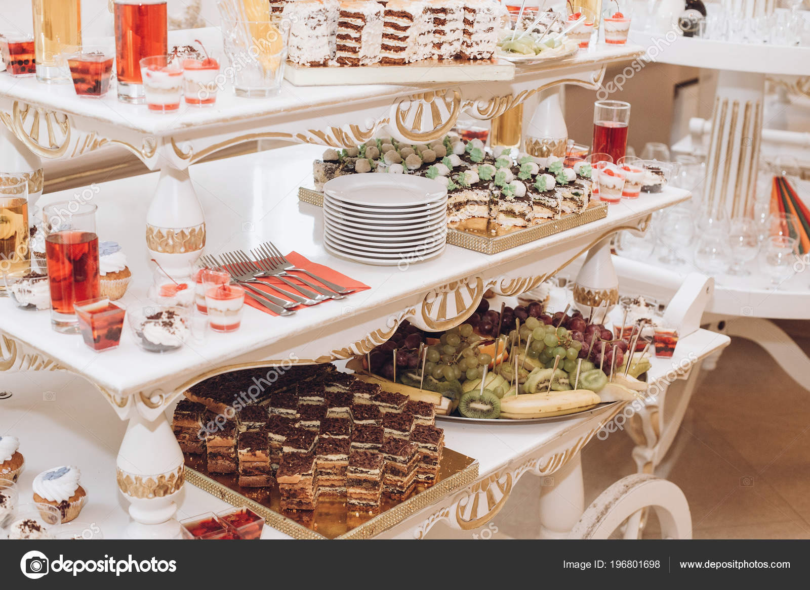 Delicious Cream Cakes Wedding Reception Candy Bar Table Close