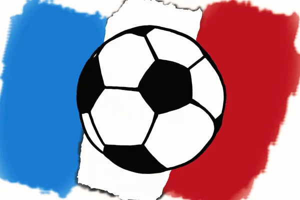 Ballon Football Drapeau France Dessin Main Illustration Simple Ballon Football — Photo