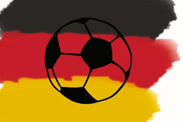 Fußball Und Deutschland Fahne Handgezeichnet Einfache Illustration Fußball Auf Fahne — Stockfoto