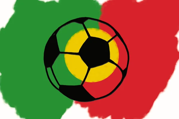 Bola Fútbol Bandera Portugal Dibujado Mano Ilustración Simple Pelota Fútbol — Foto de Stock
