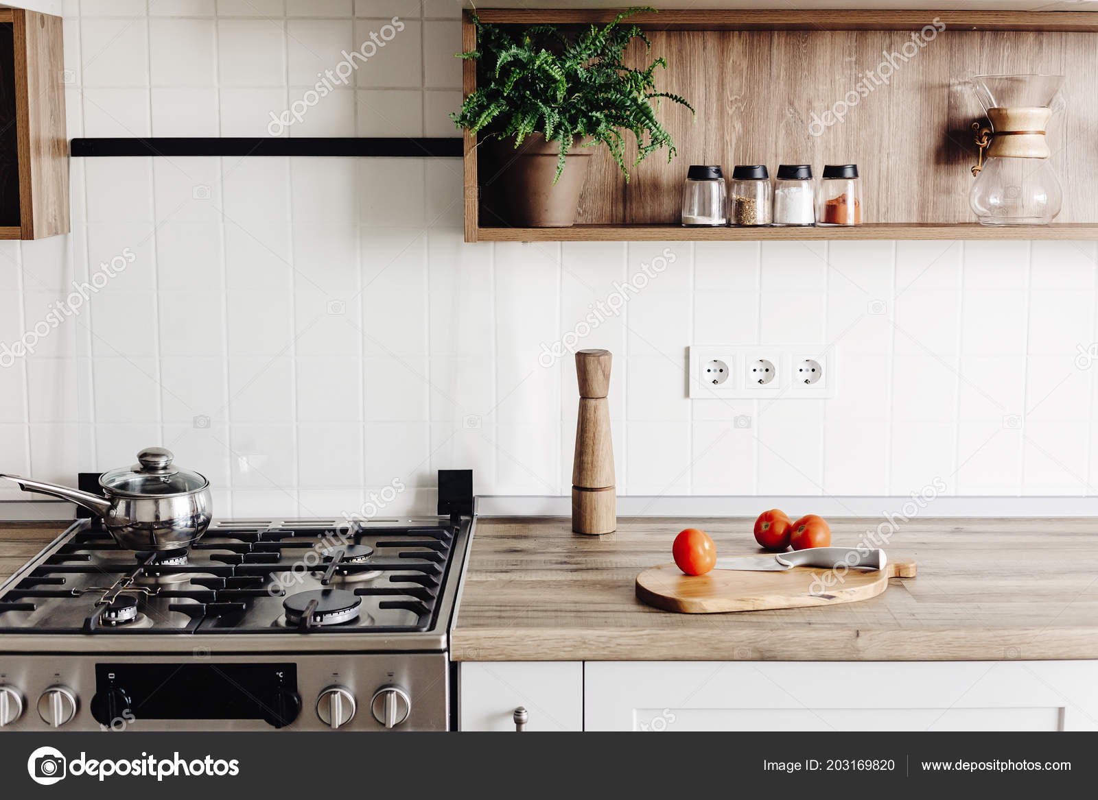 Cooking Modern Kitchen Scandinavian Style Stylish Grey Kitchen Interior Design Stock Photo Image By C Sonyachny 203169820