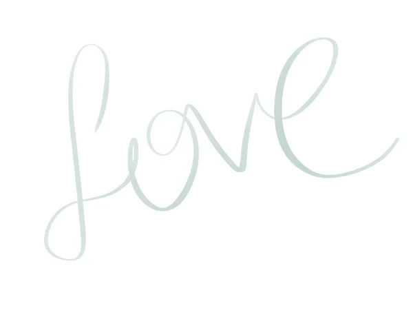 Love Illustration Handwritten Love Text Sign White Background Isolated Wedding — Stock Photo, Image