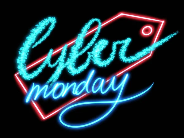 Cyber Monday Sale Concept Handwritten Neon Sign Cyber Monday Red — Fotografia de Stock