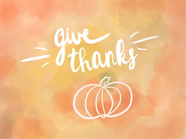 Happy Thanksgiving Text Illustration Säsongsbetonade Gratulationskort Handskrivna Tack Text Akvarell — Stockfoto