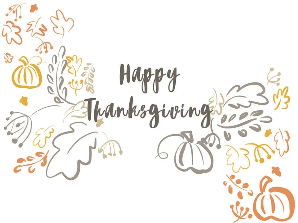 Happy Thanksgiving illustration. Handwritten Happy Thanksgiving