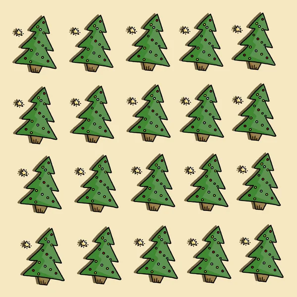 Stylové Vánoční Strom Vzor Bezešvé Zlatou Hvězdu Světla Ručně Kreslené — Stock fotografie