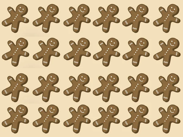 Elegantní Vzor Bezešvé Vánoční Perník Muž Cookies Zimní Ručně Kreslené — Stock fotografie