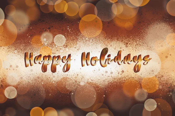 Happy Holidays Tekst Handgeschreven Gouden Teken Bij Kerstmis Glanzende Gouden — Stockfoto