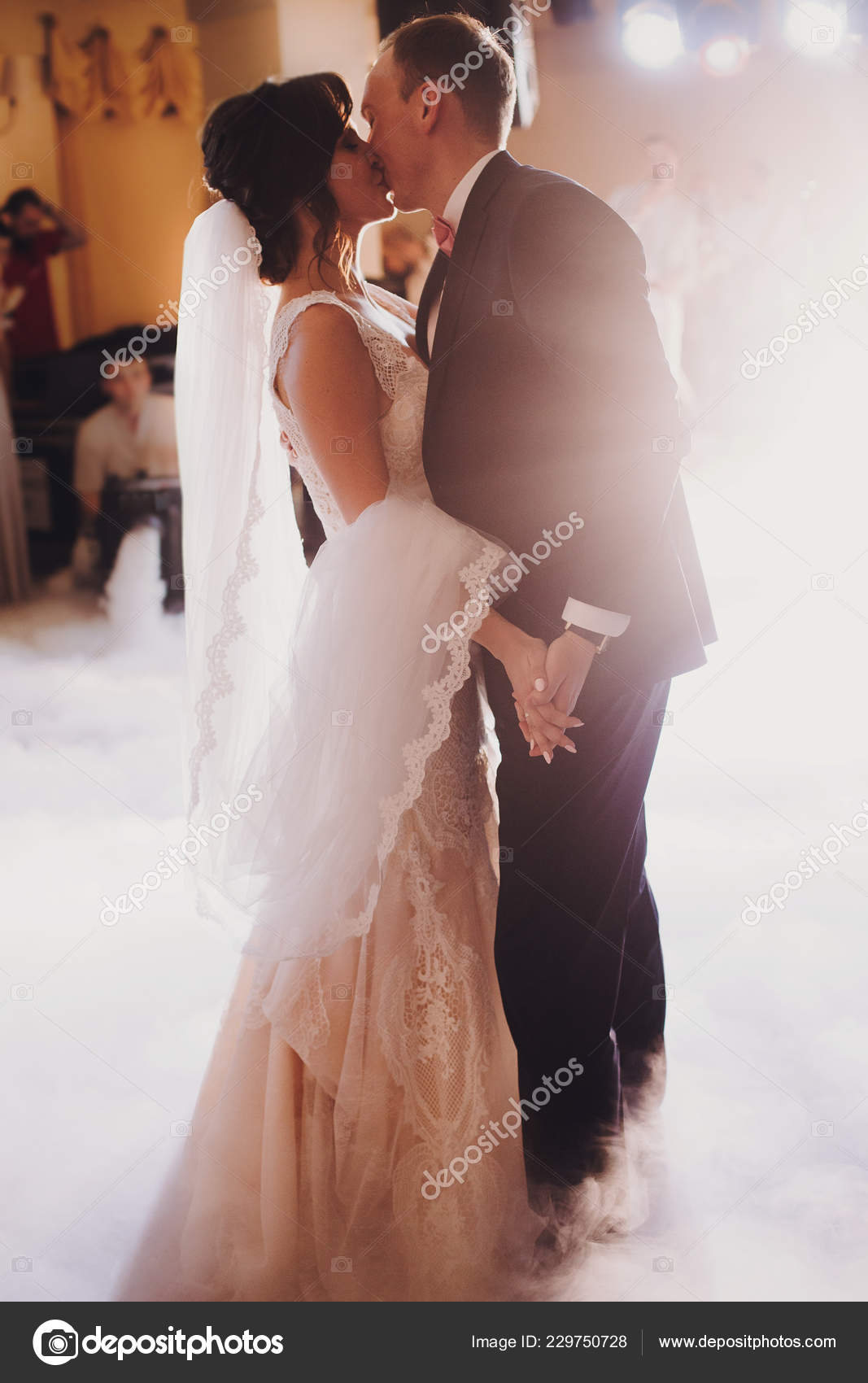 Gorgeous Bride Stylish Groom Performing First Dance Light Wedding