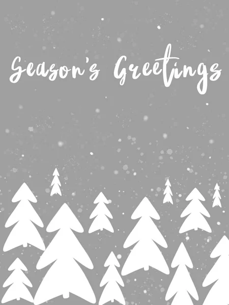 Grußworte Der Jahreszeiten Handgeschriebenes Schild Auf Stylisch Schlichten Weihnachtsbäumen Und — Stockfoto