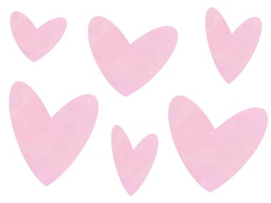 Pembe Sevgililer günü kalpleri desen izole beyaz zemin üzerinde. Mutlu sevgililer günü tebrik kartı illüstrasyon. Elle çizilmiş kalpler. Sevgililer günü desen