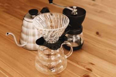 Alternative coffee brewing method. Stylish accessories and items clipart