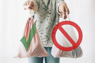 Ban tek kullanımlık plastik, dur işareti. Plastik ücretsiz seçin. Sıfır oldu