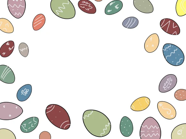 Stijlvolle Easter Eggs frame met ruimte voor tekst. Moderne eenvoudige Han — Stockfoto