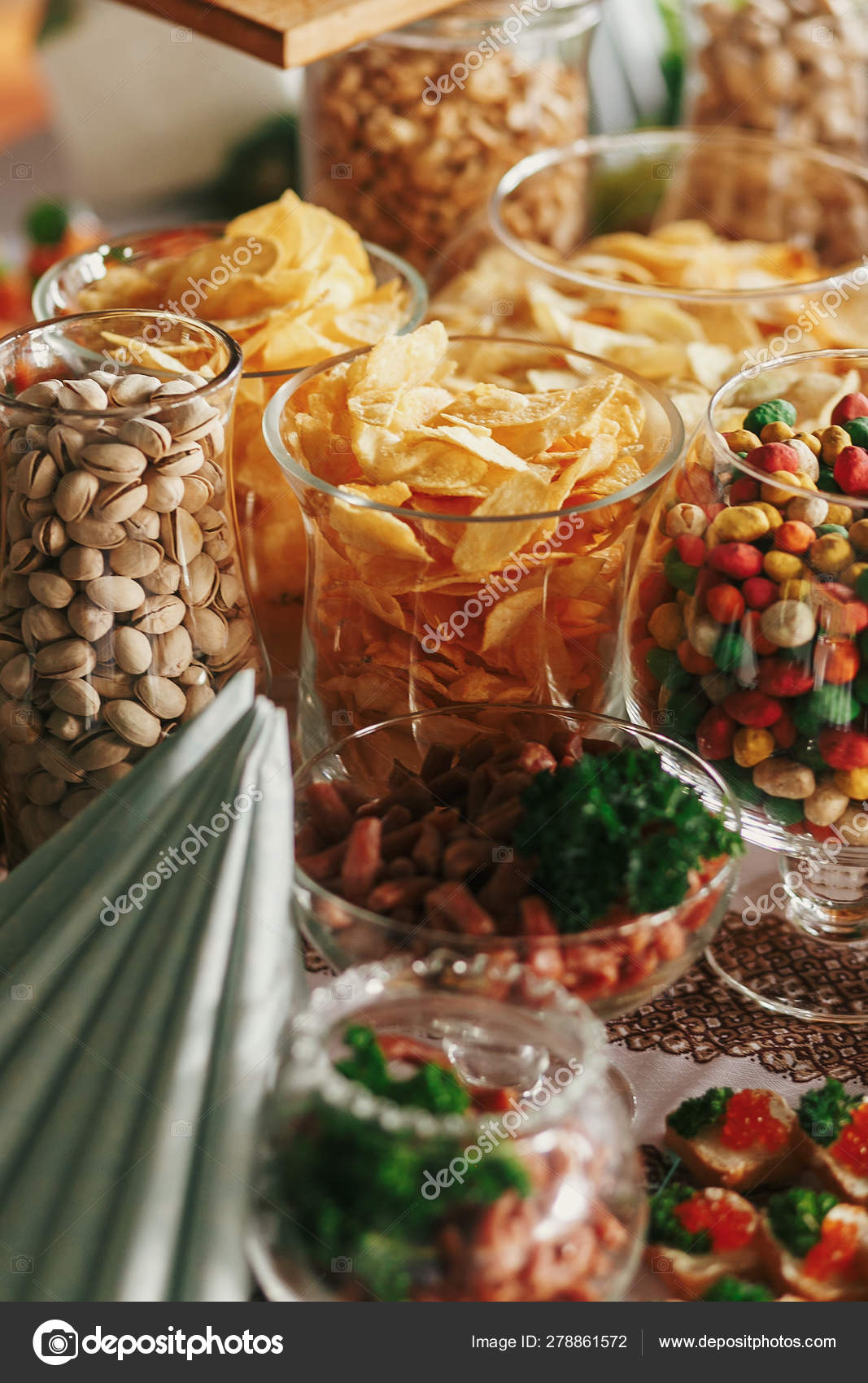 Delicious Beer Appetizers Table At Wedding Reception Chips Sal