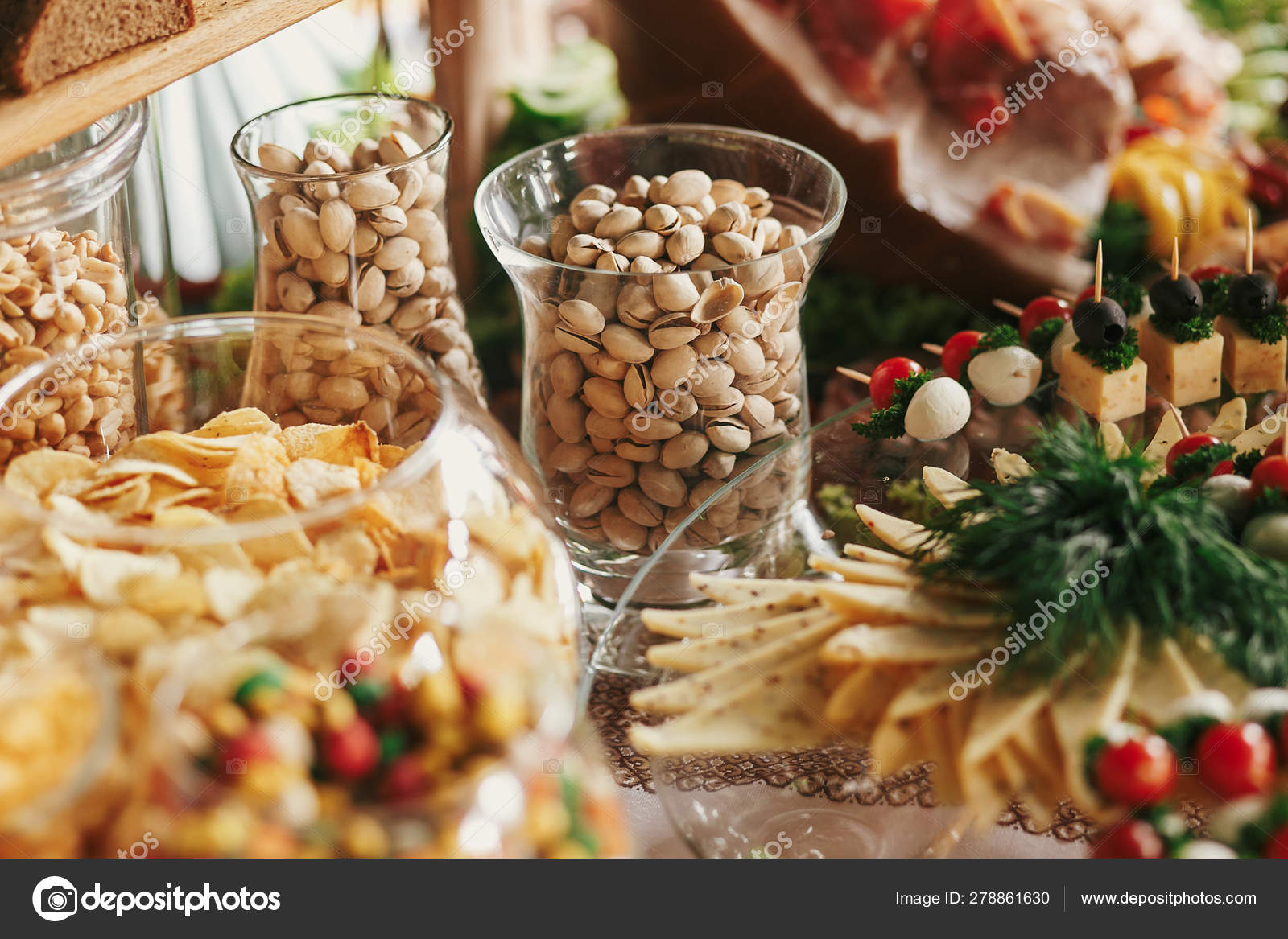 Delicious Beer Appetizers Table At Wedding Reception Chips Sal